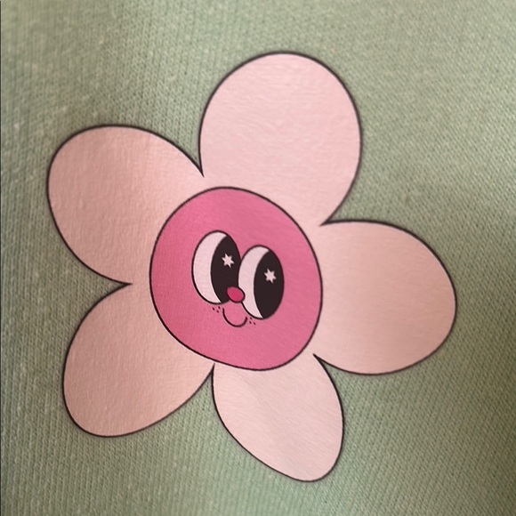 Gildan Light Green Hoodie with Floral Accent - Picture 7 of 16